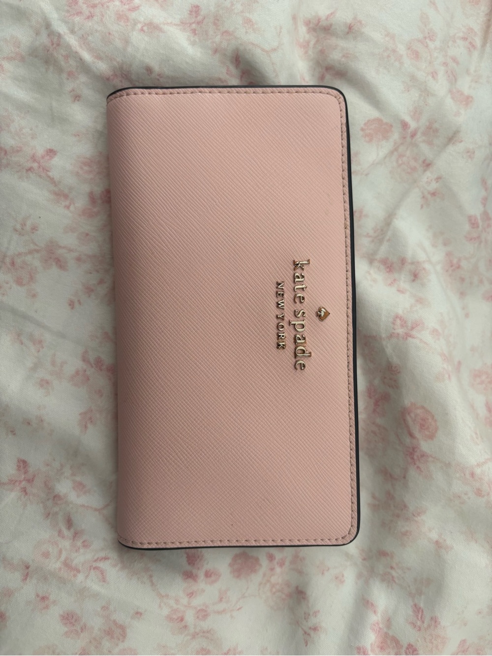 kate spade Pink Saffiano Continental Wallet with Gold Logo